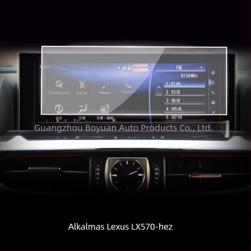 Lexus LX570 központi panel és hátsó TV kijelzőjéhez készült üveg kijelzővédő, 2019-es modell, 001-es modell, testreszabható feldolgozás
