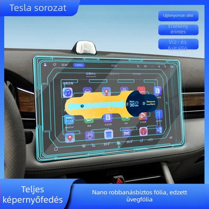 Tesla Model 3 középső kijelzőjéhez készült edzett üveg képernyővédő, Model Y/X/S kompatibil