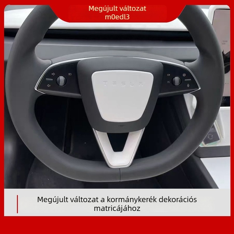 Tesla Model 3 kormánykerék dekoratív védő matrica – új kiadás, belső díszítés