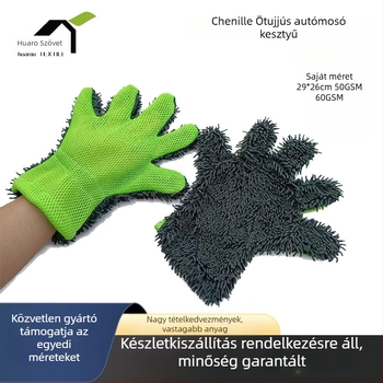 Ötujjas autómosó kesztyű, ultrafin szálak, lélegző háló, vízfelvevő és kopásálló (eredet: Hebei)