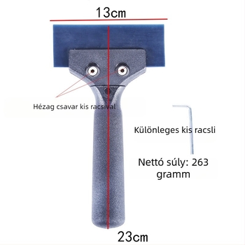 Autófóliához készült kaparó hosszú nyéllel, műanyag testtel és Oxford szalaggal