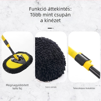 Autómosó mop puha sörtékkel, karcolásmentes porfelhúzó kefe – teljes autótisztító készlet