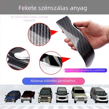 5D szénszálas mintás autó ajtó küszöbsáv – védő matrica a csomagtartóhoz és az ajtó éleihez, karcolás elleni védelem