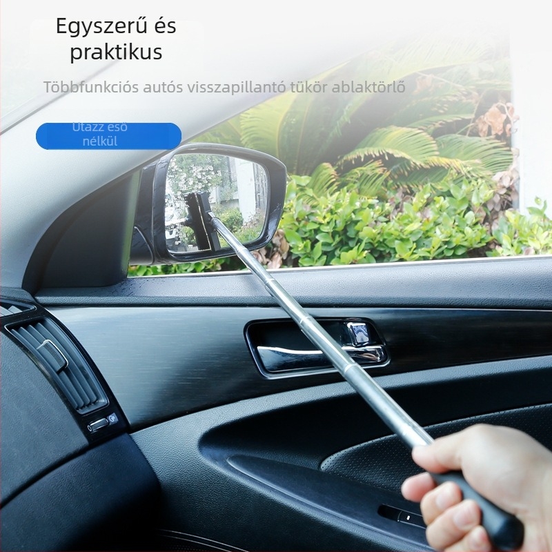 Hátsó visszapillantó tükröt törlő, teleszkópos tartóval, rozsdamentes acél penge, autóüveg tisztításához és páramentesítéséhez (kézi működés)