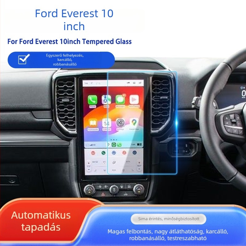 Ford Everest navigációs kijelzőhöz központi konzol védő edzett üveg – karcolásálló, kopásálló, hőálló, ujjlenyomat-mentes