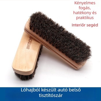 Autó belső tisztító kefe tömörfa nyéllel és lóhair sörtékkel