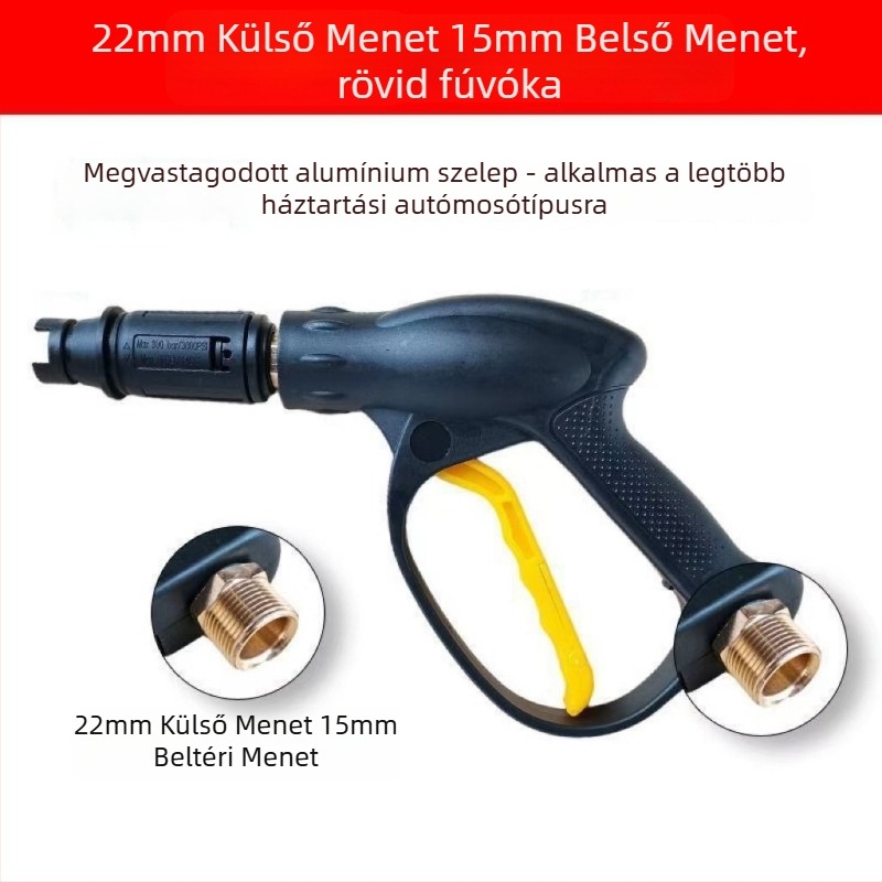 Magasnyomású autómosó pisztoly — kacsa cső alakú fúvóka (Duckbill); fej: réz + mérnöki műanyagok; markolat: mérnöki műanyagok; Nyomás: 150; permet távolság: 25