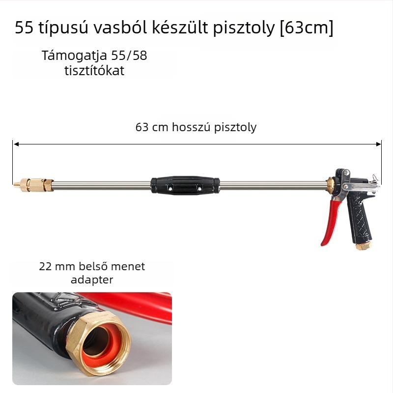 Nyomásmosó pisztolyfej, teljes réz, autómosáshoz, modellek 280/380/55/58