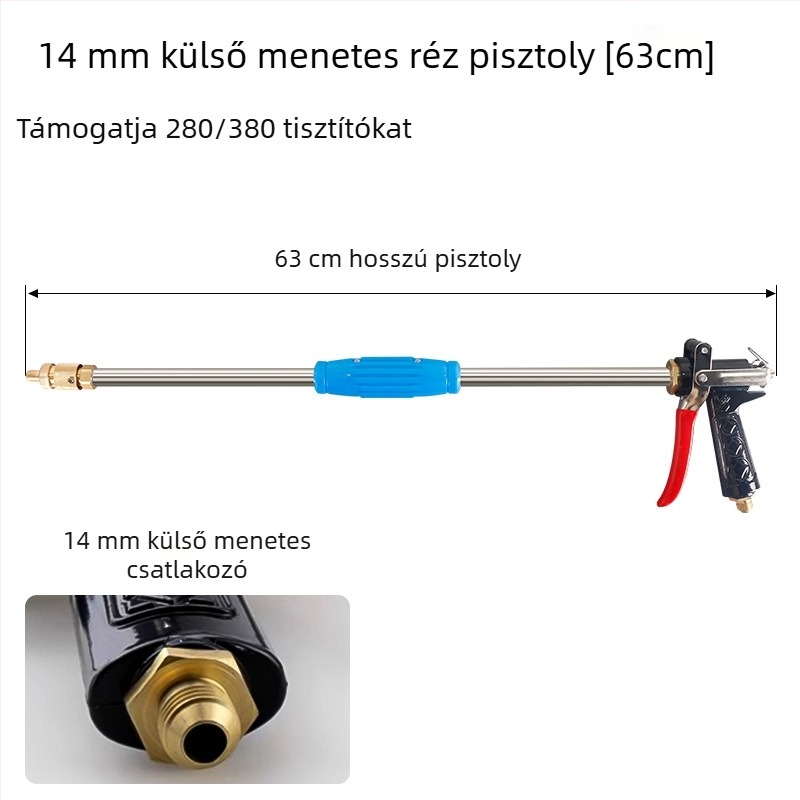 Nyomásmosó pisztolyfej, teljes réz, autómosáshoz, modellek 280/380/55/58