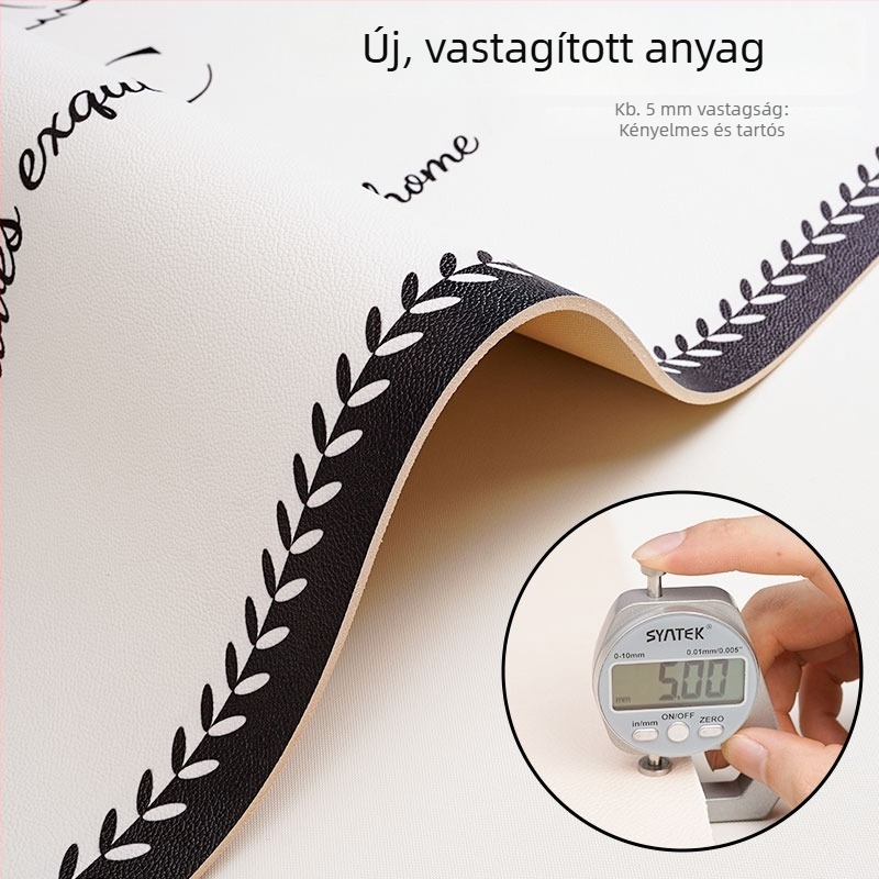 PVC műbőrhatású bejárati lábtörlő, törölhető felülettel, csúszásmentes, méretre vágható, négyzet alakú, geometrikus növény mintával