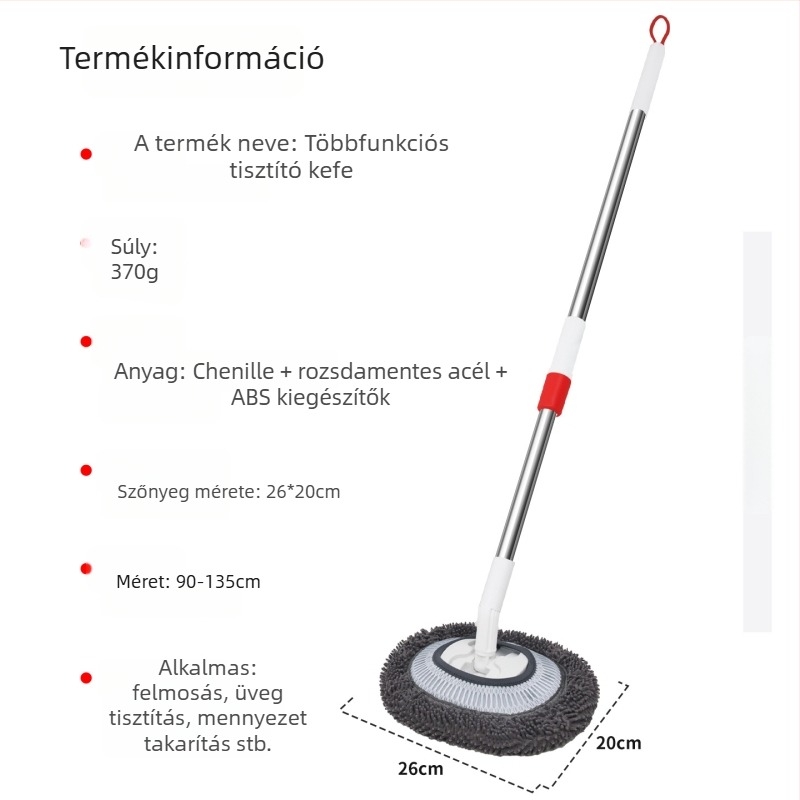 Autómosó mop Chenille, görbült nyél, teleszkópos hosszú nyél, modell QJS-JWMHSWG-Z, márka Oka Star
