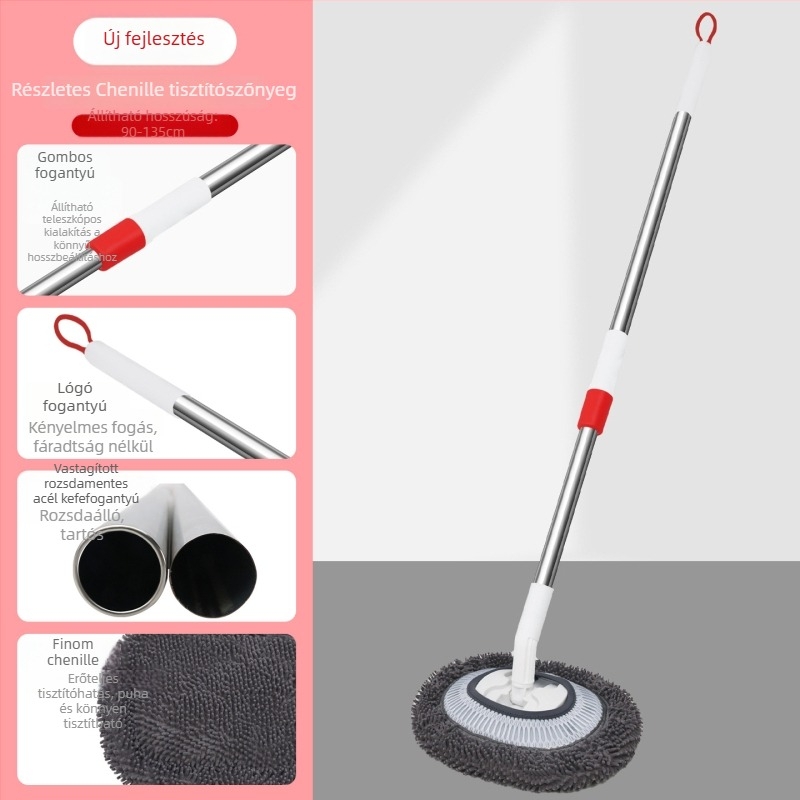 Autómosó mop Chenille, görbült nyél, teleszkópos hosszú nyél, modell QJS-JWMHSWG-Z, márka Oka Star