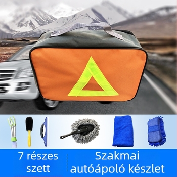 CHISHAN 7 részes autómosó készlet: kefék, szivacstömb, kaparók, törlőkendők és táska (Oxford anyag)