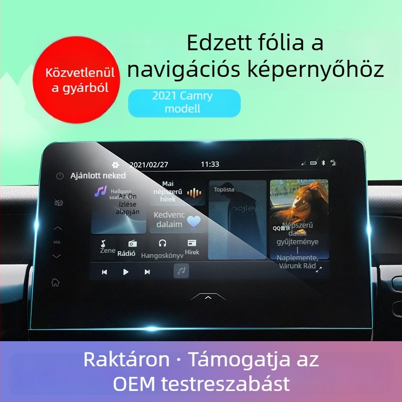 Toyota Camry 24. generációs központi kezelőpanel LCD kijelzőjéhez edzett üveg kijelzővédő
