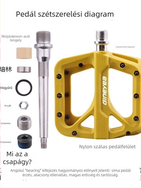 Jingye M996 nylon csapágyas mountain bike pedálok, széles felület, csúszásmentes downhill használatra