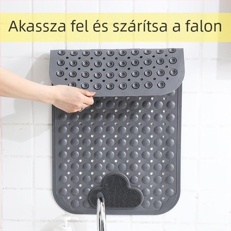 Masszázs fürdőszobai csúszásmentes matrac szívókorongokkal és vízelvezető nyílásokkal – téglalap alakú műanyag fürdőszobai szőnyeg