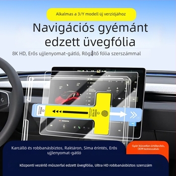 Tesla központi kijelzőjének karcálló üvegvédője, Modellek: 3/Y/X/S, HD szemvédő
