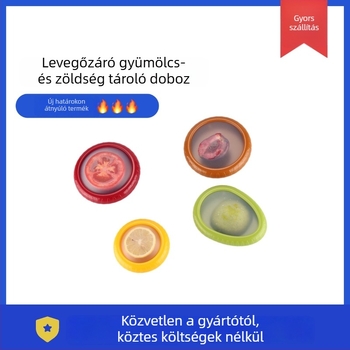 Silikonfilmmel ellátott gyümölcsfrissesség-tároló citromszeletekhez — zárt hűtőben tárolható, kapacitás 300 ml alatt, egy réteg, hőmegtartás