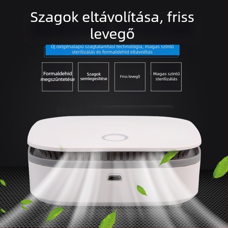 Légszűrő negatív ionokkal és ózonos dezodorizálóval autóhoz és otthonhoz | USB tápegység, zaj 36–45 dB, 50 m³/h, alkalmas 11–20 m²-re