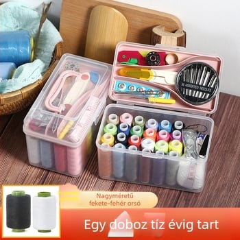 Háztartási varrókészlet tű és cérna dobozzal, kézi varráshoz, magas minőség, praktikus és fejlett
