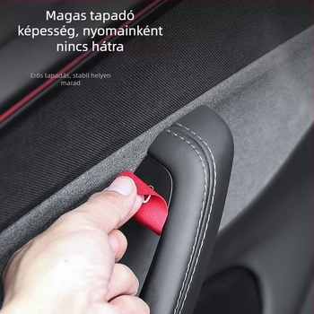 Tesla Model Y/Model 3 ajtókapcsoló gombjához készült velúr belső patch (új verzió) – anyag: velúr; kompatibilitás: Model Y/Model 3; logó nyomtatás lehetséges; testreszabás