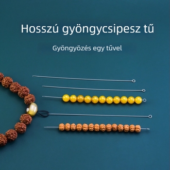 Gyöngyfűző tű — kézzel készített, ultra vékony, különleges átjáró és fűző eszköz gyöngyök számára, könnyű, egyszerű stílus, dobozban 1 db, súly kb. 0,7 g