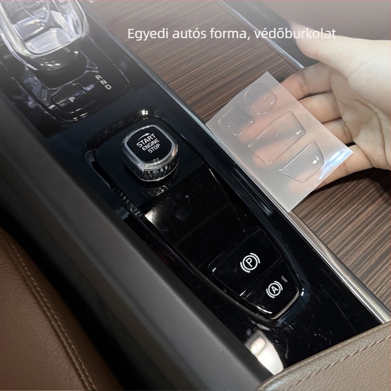 Átlátszó epoxiból készült belső matrica Volvo elektronikus kézifékhez és indítógombhoz (XC60, XC90, S60, S90, V60, V90)