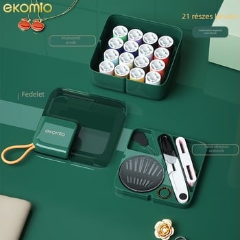 Plasztikus varrótároló doboz, könnyű luxus, hordozható mini tároló varráshoz, 75 db