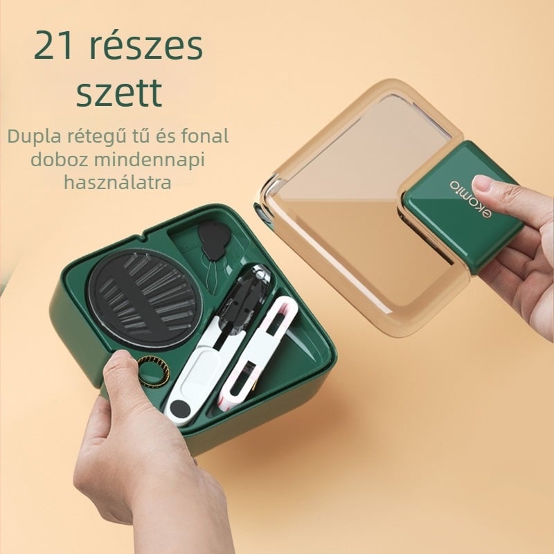 Plasztikus varrótároló doboz, könnyű luxus, hordozható mini tároló varráshoz, 75 db