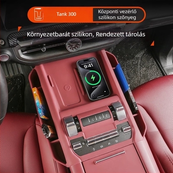 Szilikonból készült vezeték nélküli töltőpad központi konzolhoz tároló rekesszel – csúszásmentes belső kiegészítő (Wtx-012)