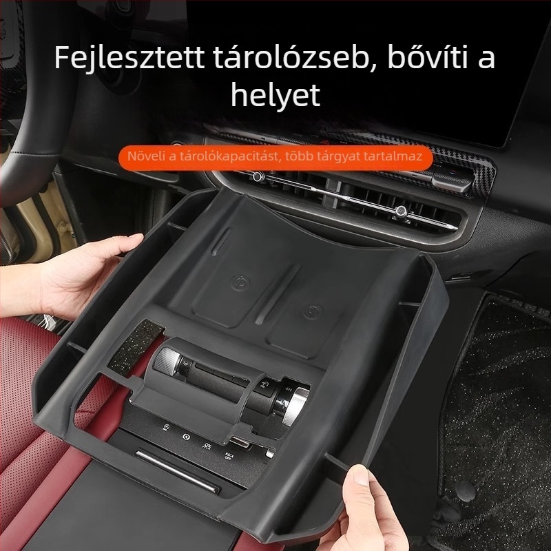 Szilikonból készült vezeték nélküli töltőpad központi konzolhoz tároló rekesszel – csúszásmentes belső kiegészítő (Wtx-012)