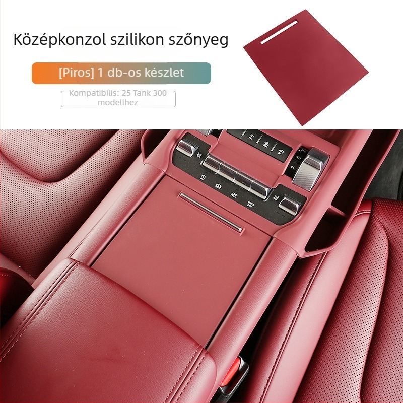 Szilikonból készült vezeték nélküli töltőpad központi konzolhoz tároló rekesszel – csúszásmentes belső kiegészítő (Wtx-012)