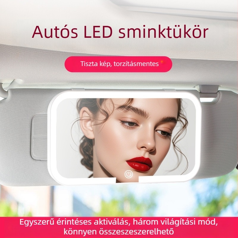 Autós smink tükör – üveg és ABS, modell Car vanity mirror, típus Car interior stickers, kód Skrfrjwk
