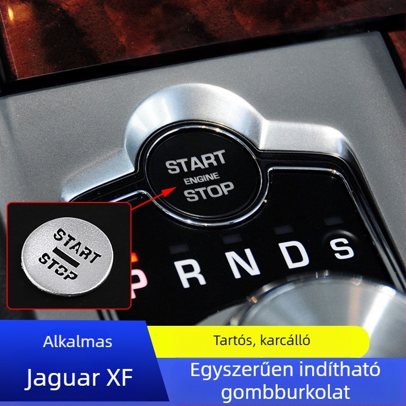Jaguar XF (2008-2015) indításgomb dekoráció  alumíniumötvözet, modell Jaguar, egygombos indítás matrica