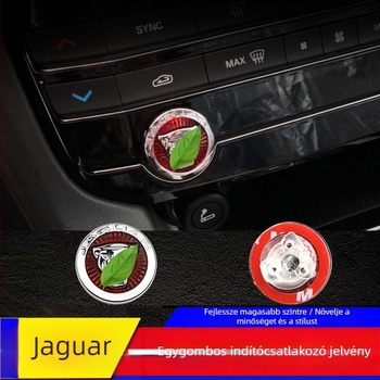 Jaguar indító gombfedél leopárd fej mintával - cink-ötvözet + ABS, kompatibilis XFL/F-PACE/XEL