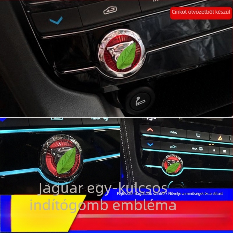 Jaguar indító gombfedél leopárd fej mintával - cink-ötvözet + ABS, kompatibilis XFL/F-PACE/XEL