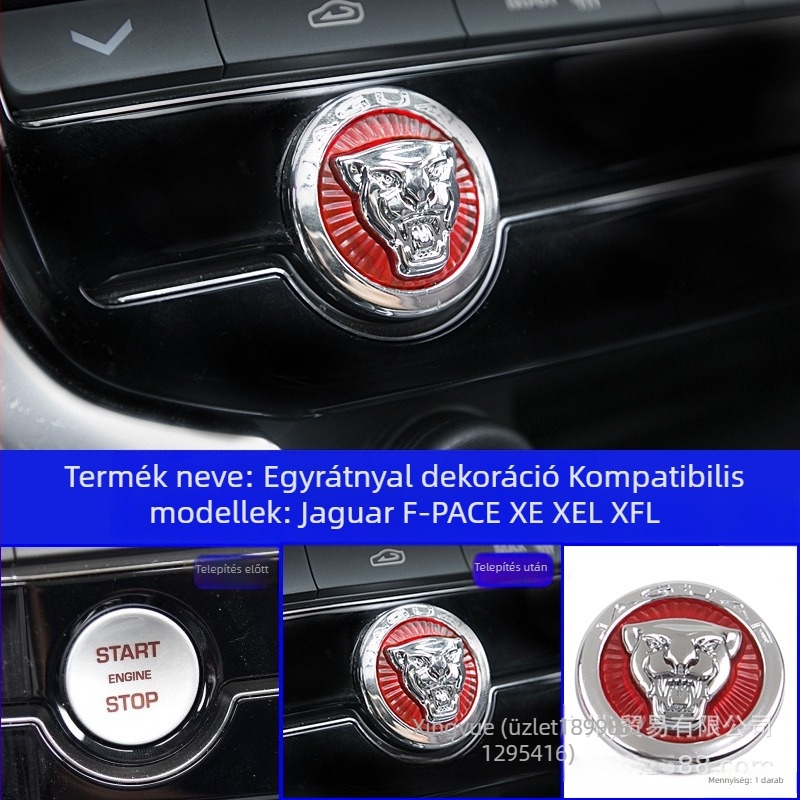 Jaguar indító gombfedél leopárd fej mintával - cink-ötvözet + ABS, kompatibilis XFL/F-PACE/XEL