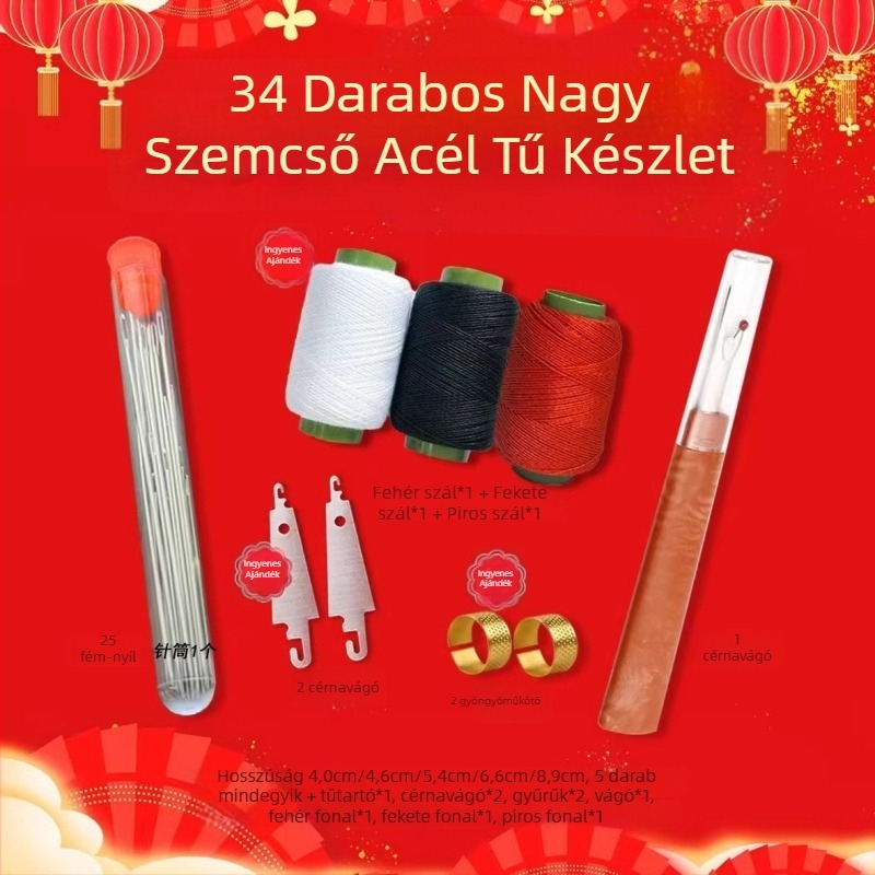34-es darabos varrótűkészlet cérnával, DIY márka, 1000 db doboz, egyszerű stílus