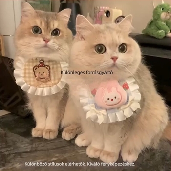 Állatbarát textil nyakbib díszes csipkével, kézzel kötött nyálkendő, univerzális macskáknak és kutyáknak, Jiangsu eredet, laza stílus