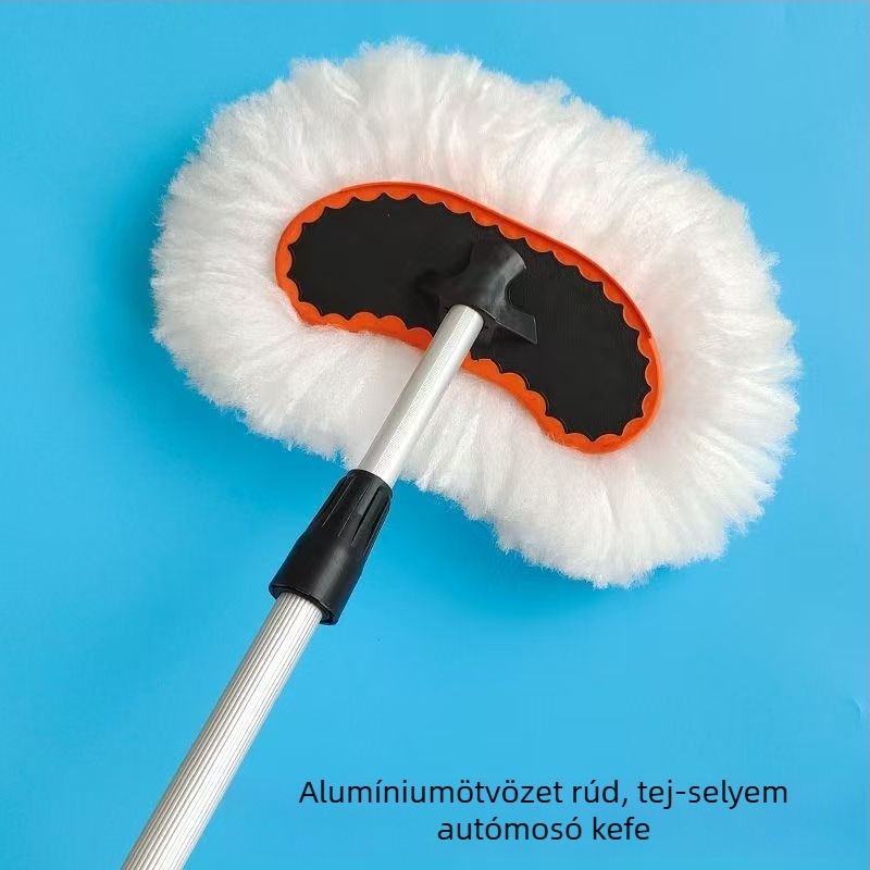 Autómosó kefe alumínium ötvözetű teleszkópos rúddal, kibővített és megvastagodott, puha gyapotfonás sörtékkel