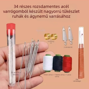 Varrótűkészlet - hordozható zseb-stílus, rozsdamentes acél, varrókészlet, egyszerű kivitel
