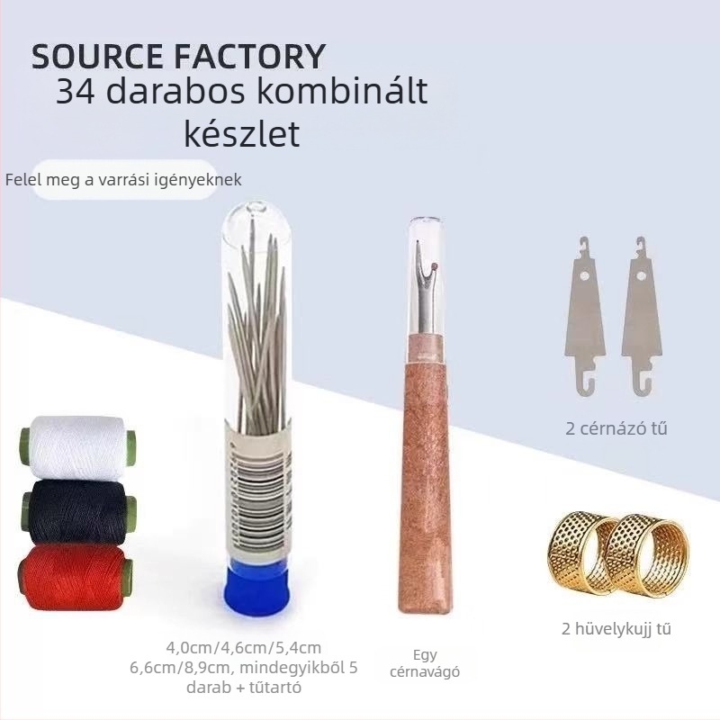 Varrótűkészlet - hordozható zseb-stílus, rozsdamentes acél, varrókészlet, egyszerű kivitel