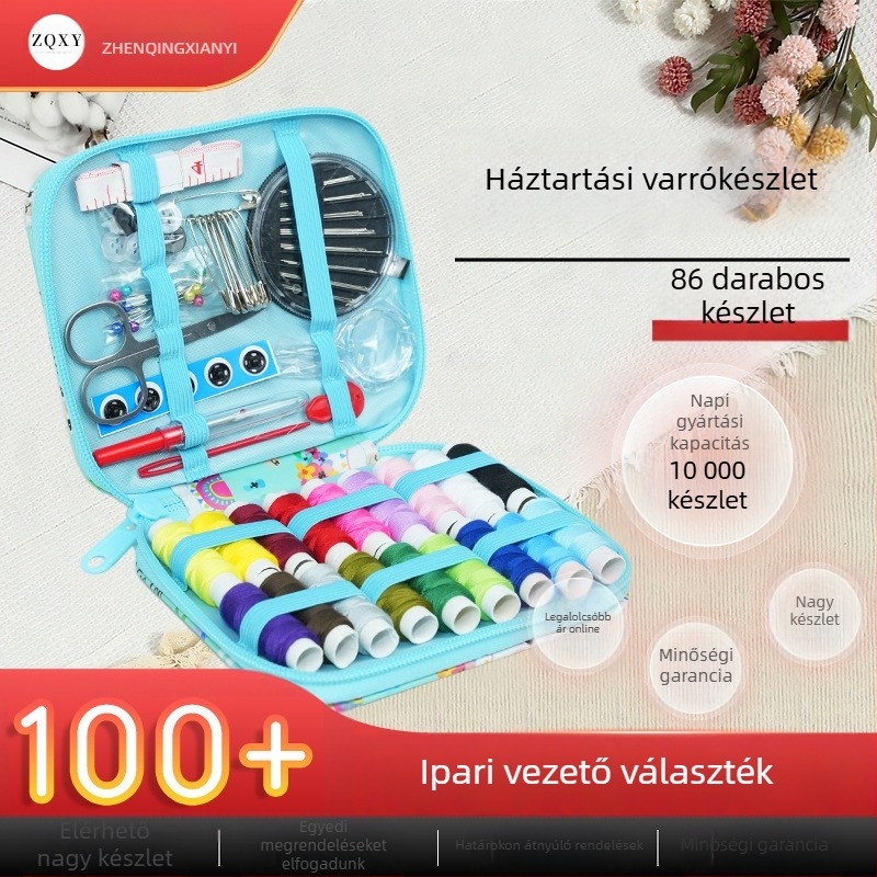 Varrókészlet, 86 darabos készlet, hordozható, Love and Thread márka, dobozban 150 darab