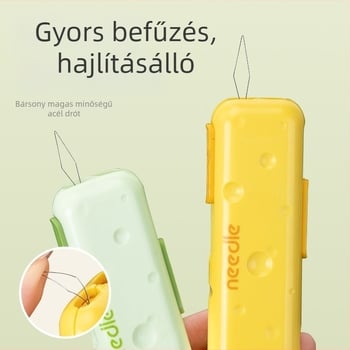 Hordozható, többfunkciós tűbefűző készülék mágneses tűtartóval, ABS anyagból, 300 darabos csomag, minimalist dizájn
