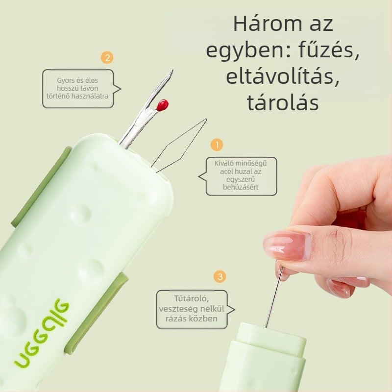 Hordozható, többfunkciós tűbefűző készülék mágneses tűtartóval, ABS anyagból, 300 darabos csomag, minimalist dizájn