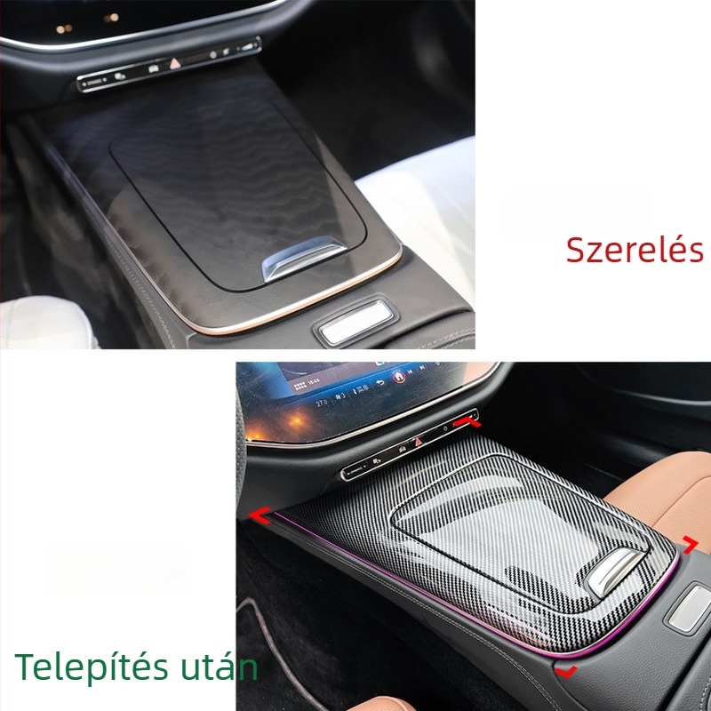 Mercedes-Benz E-Class W214 Központi Vezérlőpanel Belső Matrica – ABS anyag, karbon szál mintázat, 2024+ modellékhez (E260/E300)