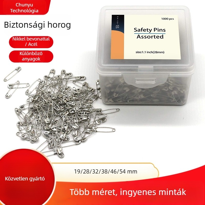 Biztonsági tű - anyagok: rozsdamentes acél, vas, réz; doboz: 75 db; márka: Vrupin