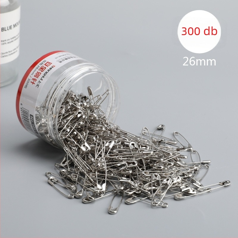 Rozsdamentes acélból készült hengeres biztonsági kitűző, zárható kapoccsal, 5 modell (1051–1055), patronos csomagolás