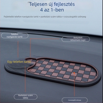 Autóhoz való csúszásmentes telefontartó navigációs tükörállvánnyal és konzol rendezővel (PVC; Model 021-1)