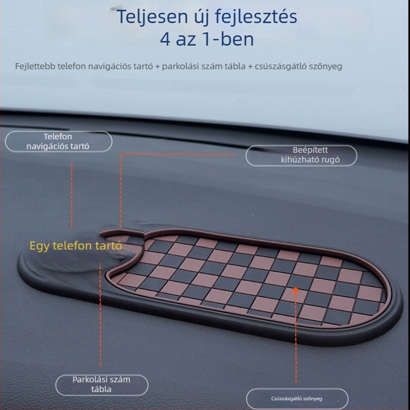 Autóhoz való csúszásmentes telefontartó navigációs tükörállvánnyal és konzol rendezővel (PVC; Model 021-1)